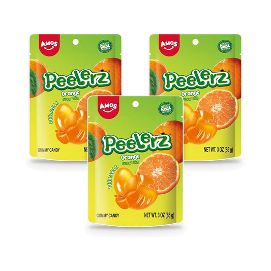 Amos Peelerz Gummy Orange 3oz Peg Bags - 3-Pack