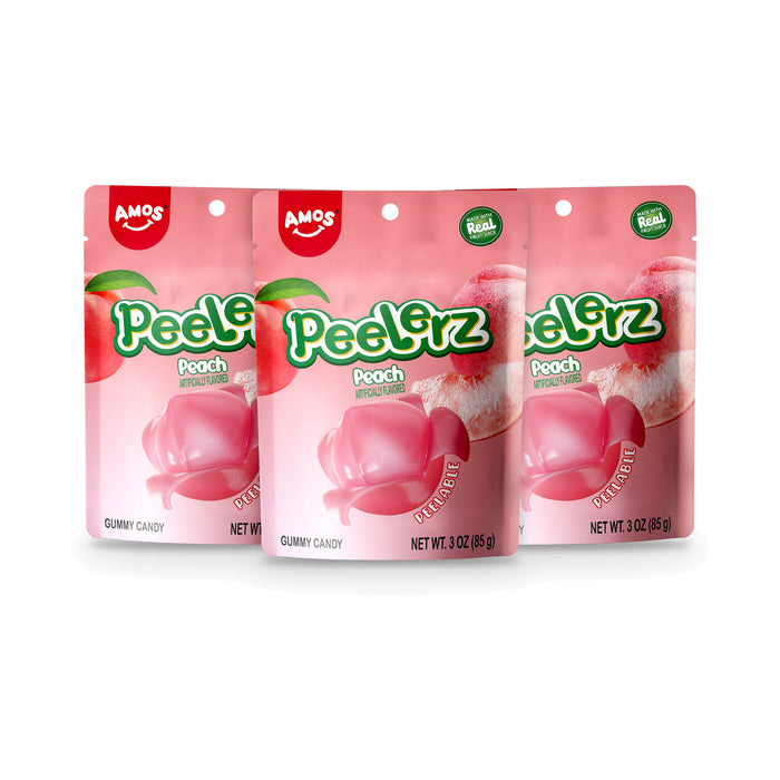 Amos Peelerz Gummy Peach 3oz Peg Bags