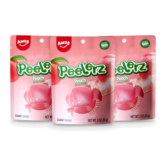 Amos Peelerz Gummy Peach 3oz Peg Bags