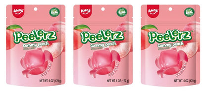 Peelerz Gummy Peach 6oz Peg Bags — 3-Pack