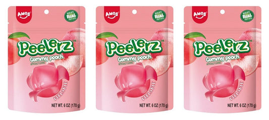 Peelerz Gummy Peach 6oz Peg Bags — 3-Pack