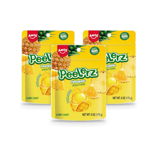Amos Peelerz Gummy Pineapple 6oz Peg Bags 3-Pack