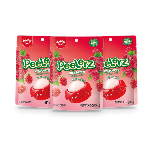 Amos Peelerz Gummy Raspberry 6oz Peg Bags 3-pack