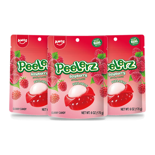 Amos Peelerz Gummy Raspberry 6oz Peg Bags 3-pack