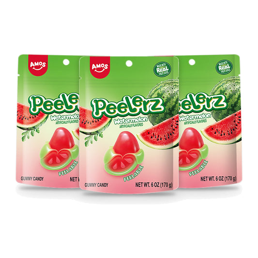 Amos Peelerz Watermelon Gummy 6oz Peg Bag 3-pack