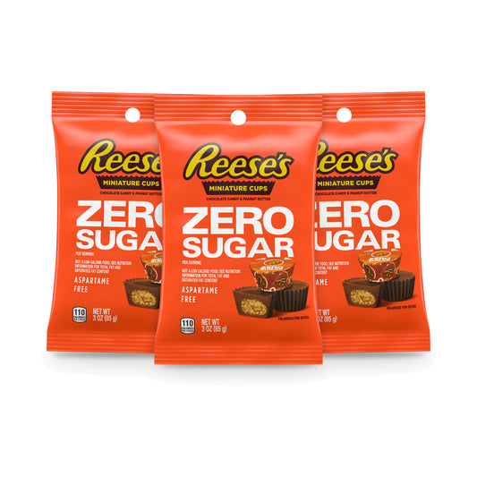 Reese's Zero Sugar Miniatures Peanut Butter Cups 3oz Bags 3-Pack