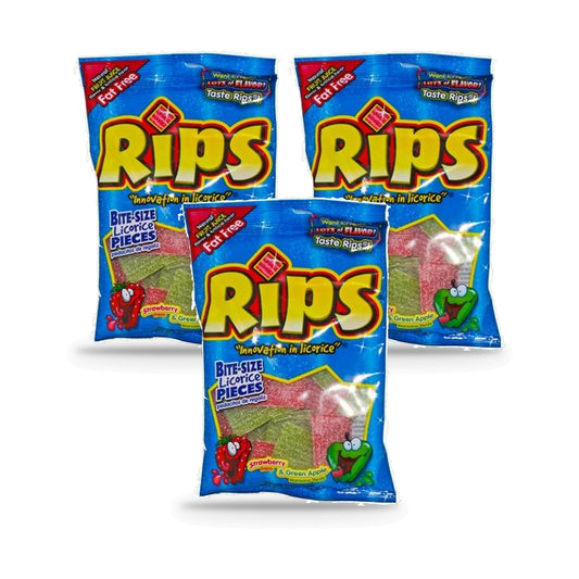 Rips Bites Strawberry Green Apple 4oz Peg Bag 3-Pack