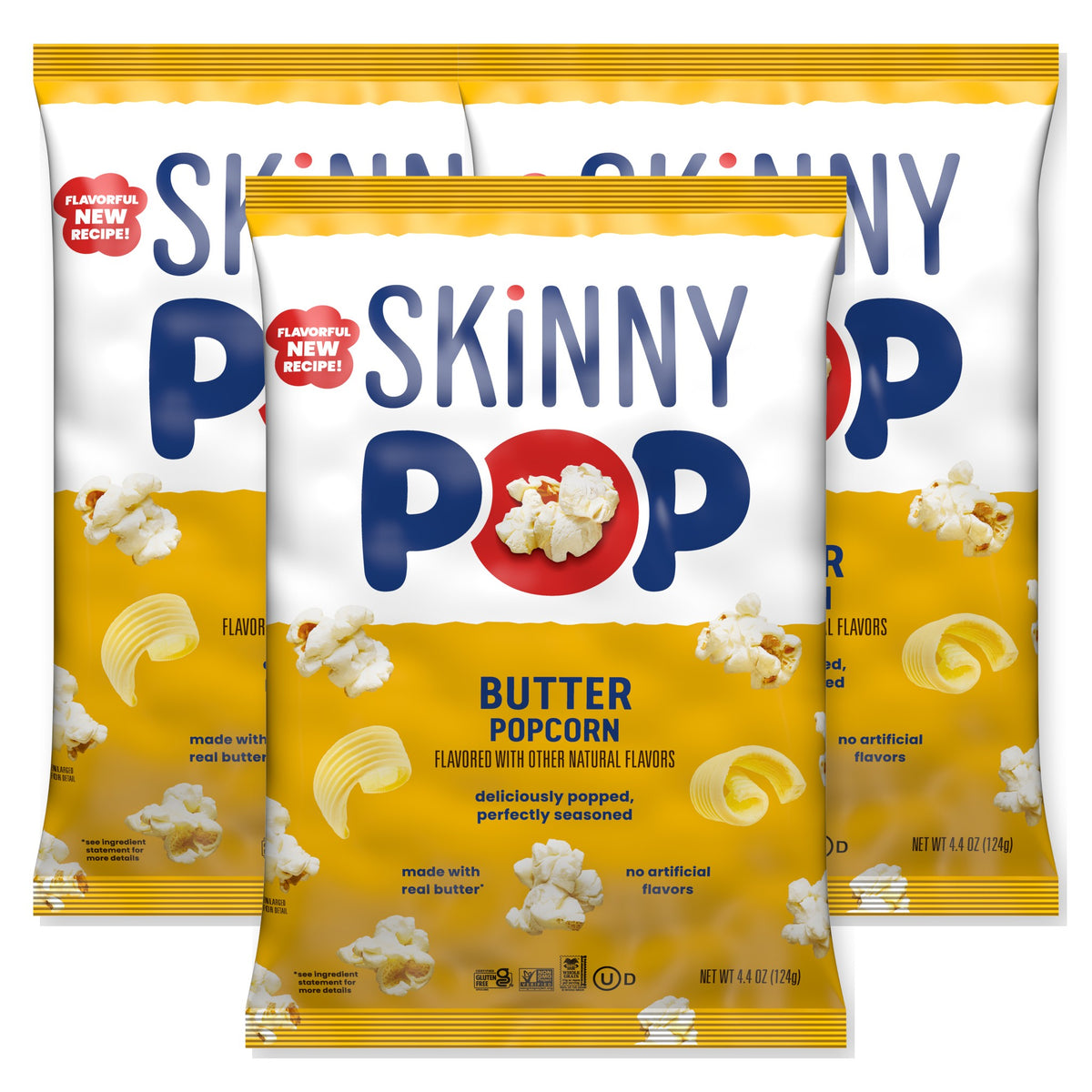 SkinnyPop Butter Flavored Popcorn 4.4oz Bag 3-Pack