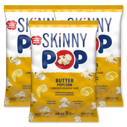 SkinnyPop Butter Flavored Popcorn 4.4oz Bag 3-Pack