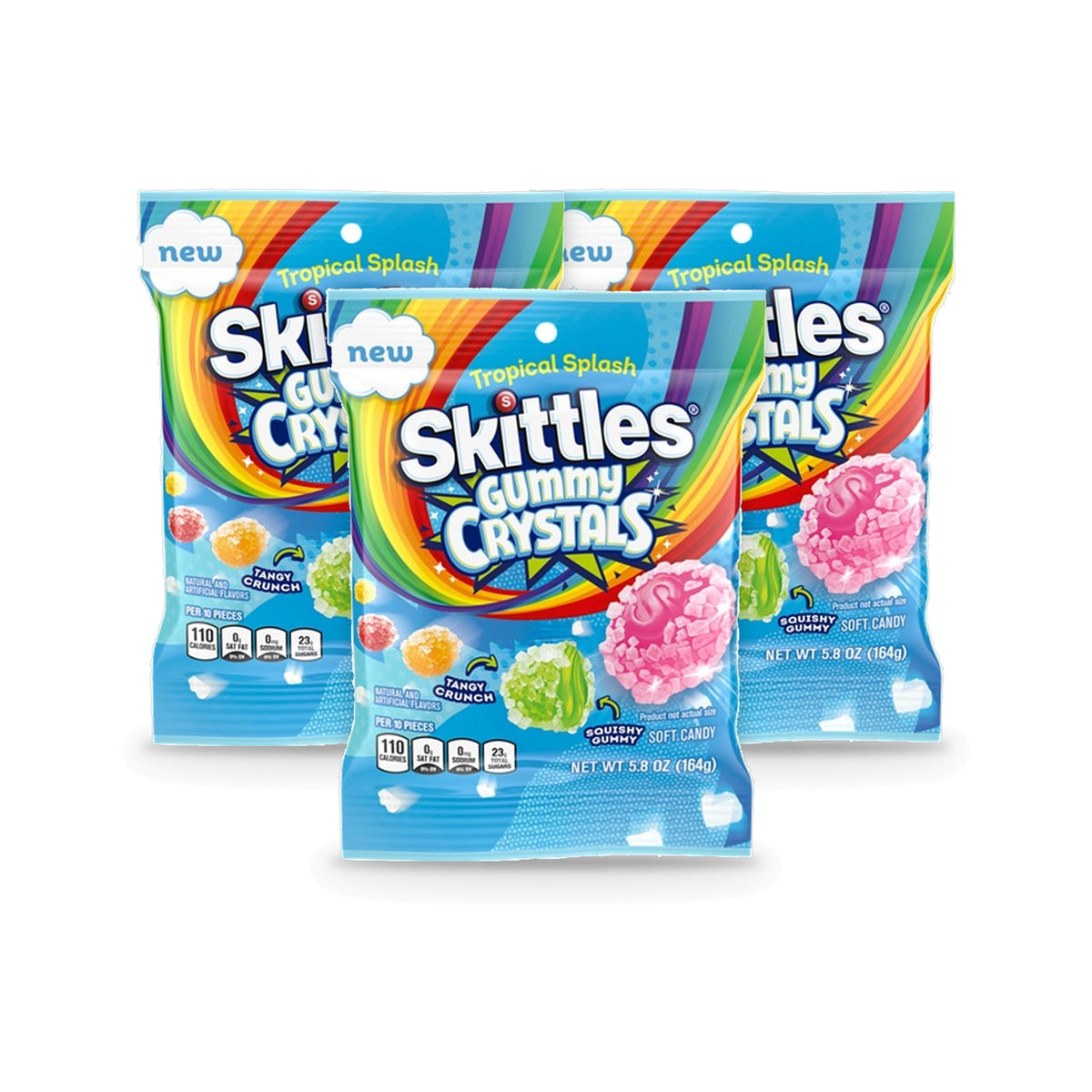 Skittles Gummies Crystals Tropical Peg Bag 5.8oz 3-Pack