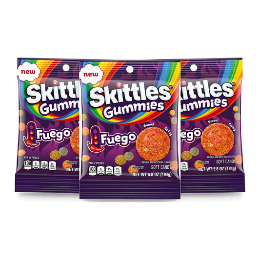Skittles Gummies Fuego Peg Bag 5.8oz 3-Pack