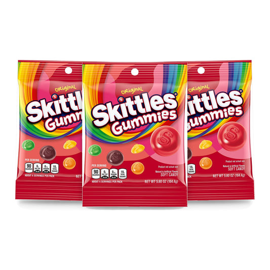 Skittles Gummies Original 5.8oz Peg Bag 3-Pack