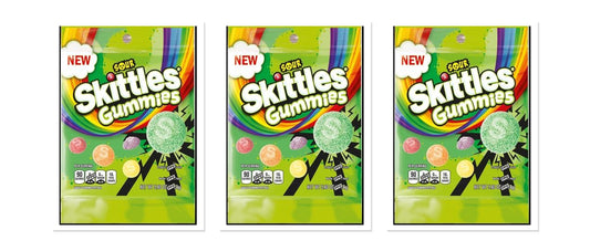 Skittles Gummies Sour 5.8oz Peg Bag 3-Pack