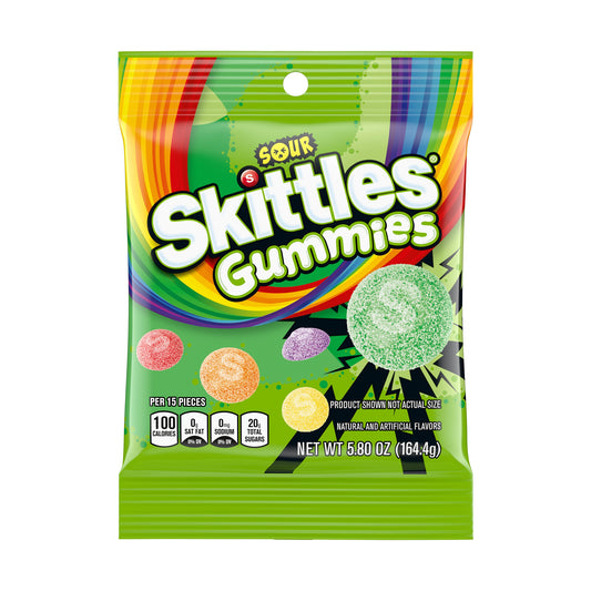 Skittles Gummies Sour 5.8oz Peg Bag