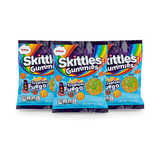 Skittles Gummies Tropical Fuego 5.8oz Peg Bag 3-pack