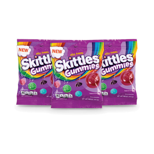 Skittles Gummies Wild Berry 5.8oz Peg Bag 3-pack