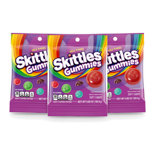 Skittles Gummies Wild Berry 5.8oz Peg Bag 3-Pack