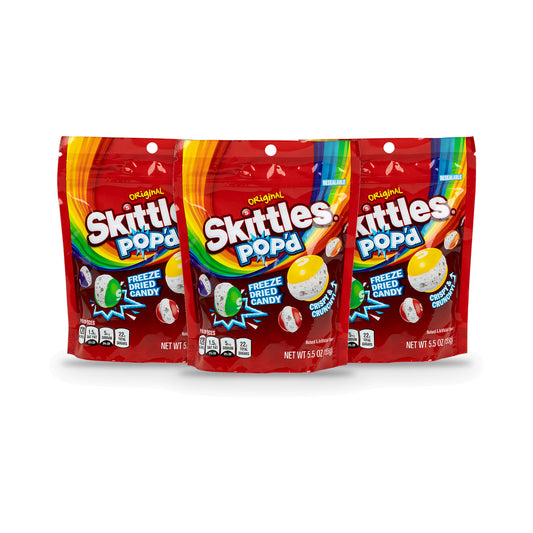 Skittles POP'd Original Freeze Dried Candy 5.5oz Pouches 3-pack