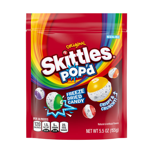 Skittles POP'd Original Freeze Dried Candy 5.5oz Pouches
