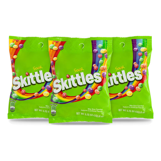 Skittles Sour 5.7oz Peg Bags 3-pack