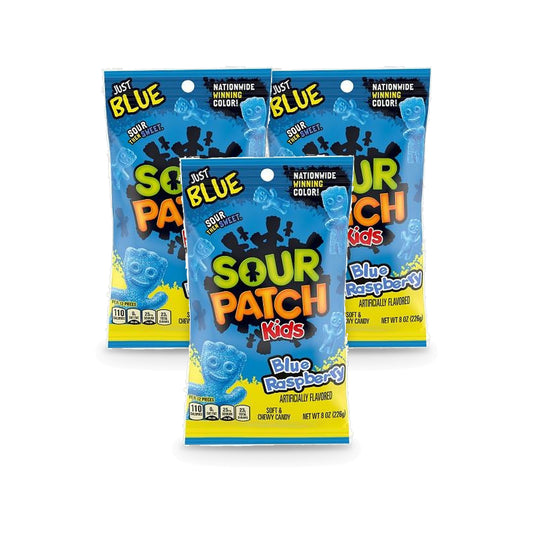 Sour Patch Kids Blue Raspberry 8oz Peg Bag 3-Pack