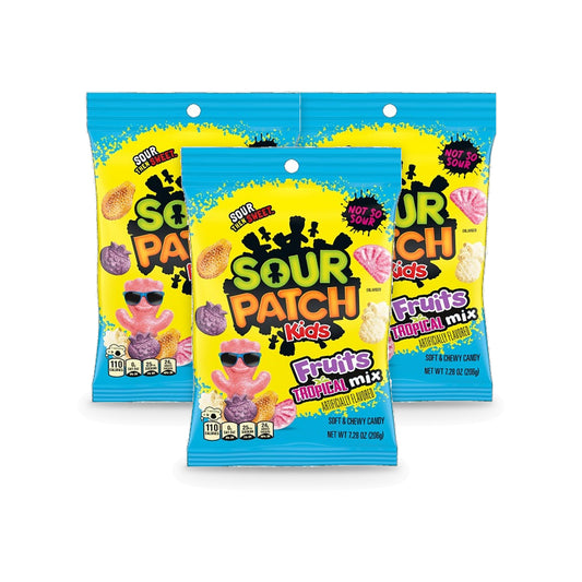 Sour Patch Kids Fruits Mix Tropical 7.28oz Peg Bag 3-Pack