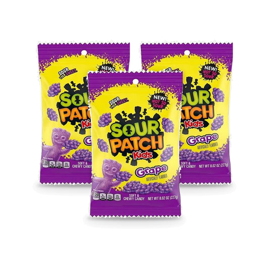 Sour Patch Kids Grape 8.02oz Peg Bag 3-Pack