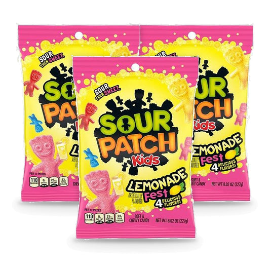 Sour Patch Kids Lemonade 8.02oz Peg Bag 3-Pack