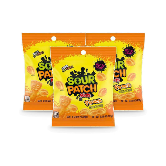 Sour Patch Kids Peach 3.56oz Peg Bag 3-Pack