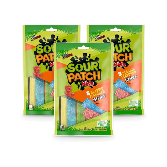 Sour Patch Kids Strips 3.5oz Peg Bag 3-Pack