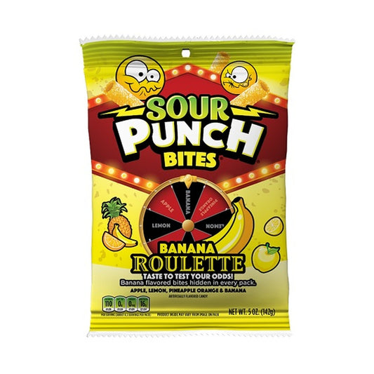 Sour Punch Banana Roulette Bites 5oz Peg Bags