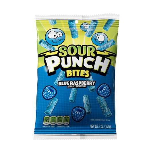 Sour Punch Bites Blue Raspberry 5oz Peg Bags