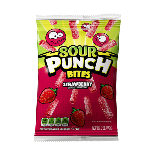 Sour Punch Bites Strawberry 5oz Peg Bags