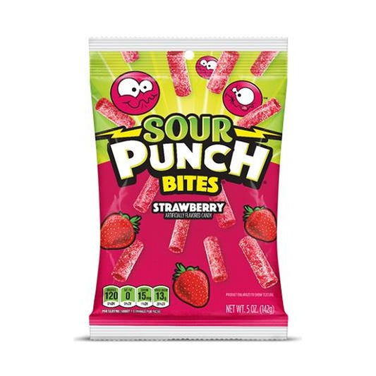 Sour Punch Bites Strawberry 5oz Peg Bags