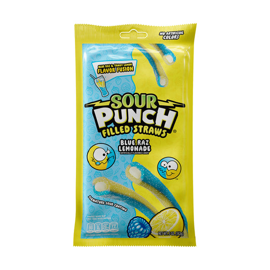 Sour Punch Filled Straws Blue Raz Lemonade 5oz Peg Bags