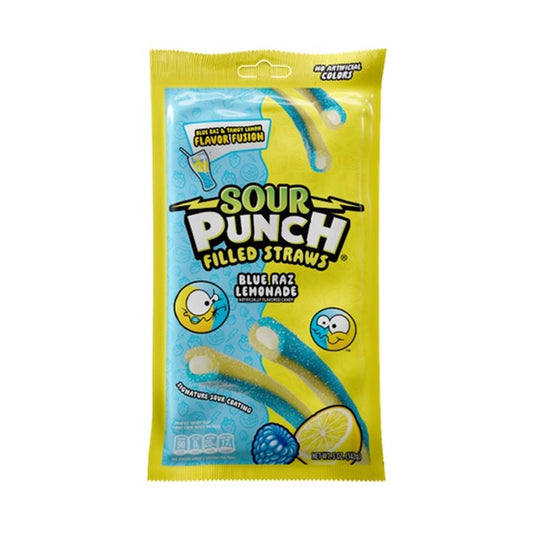 Sour Punch Filled Straws Blue Raz Lemonade 5oz Peg Bags