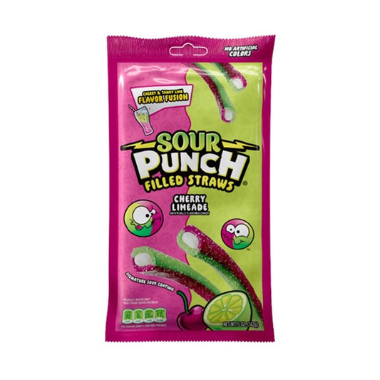 Sour Punch Filled Straws Cherry Limeade 5oz Peg Bags