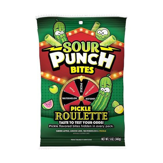 Sour Punch Pickle Roulette Bites 5oz Peg Bags