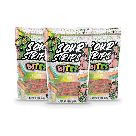 Sour Strips Bites Melonade 6.35oz Peg Bag 3-Pack