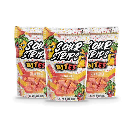 Sour Strips Bites Strawbango 6.35oz Peg Bag 3-Pack