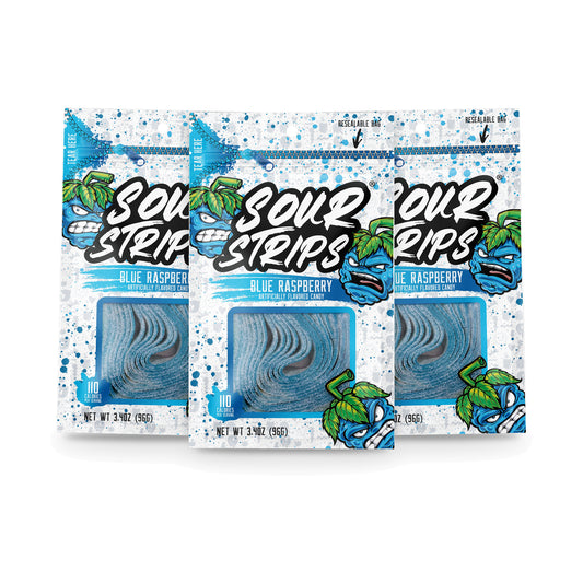 Sour Strips Blue Raspberry 3.4oz Peg Bag 3-Pack