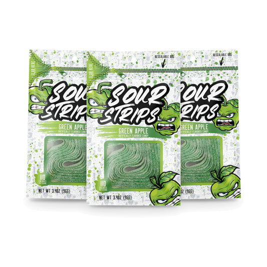 Sour Strips Green Apple 3.4oz Peg Bag 3-Pack
