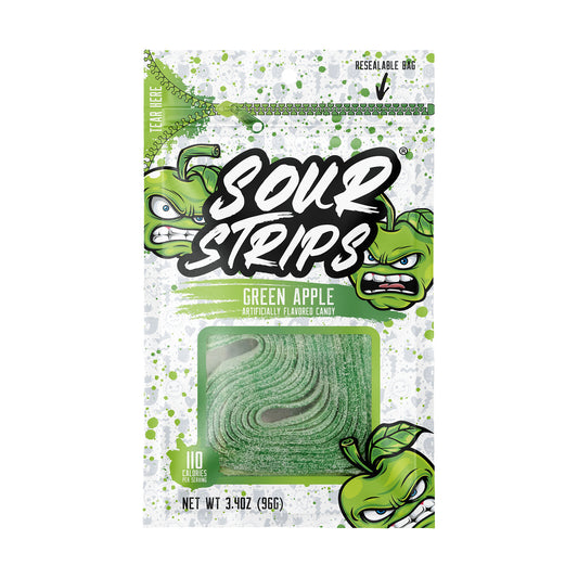 Sour Strips Green Apple 3.4oz Peg Bag