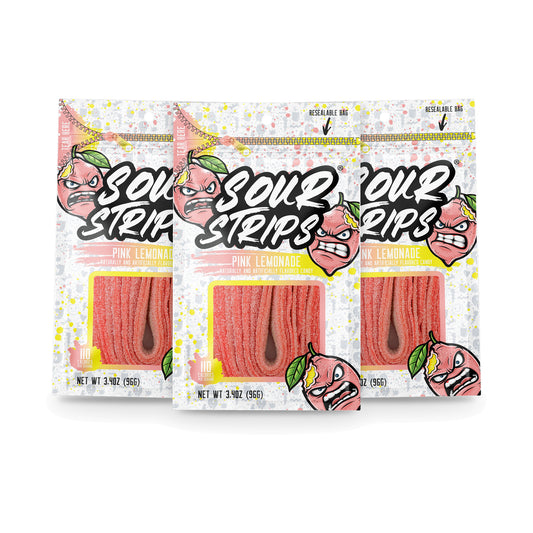 Sour Strips Pink Lemonade 3.4oz Peg Bag 3-Pack
