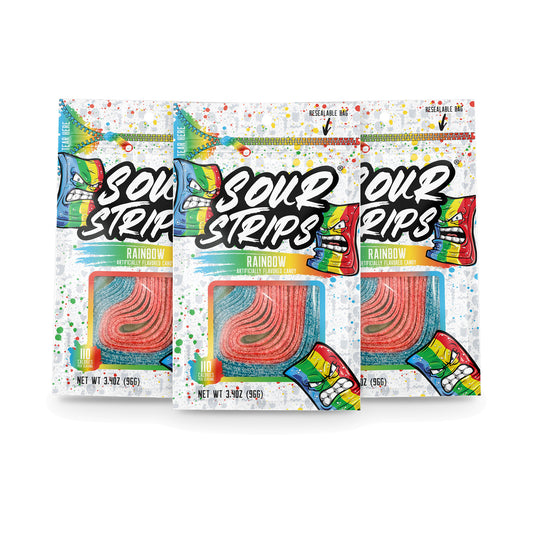 Sour Strips Rainbow 3.4oz Peg Bag 3-Pack