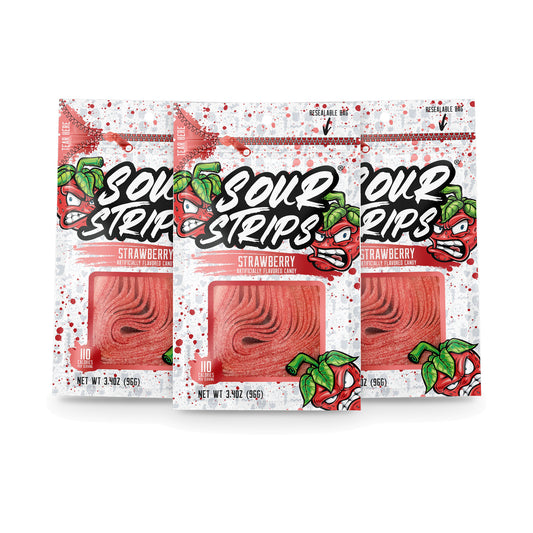 Sour Strips Strawberry 3.4oz Peg Bag 3-Pack