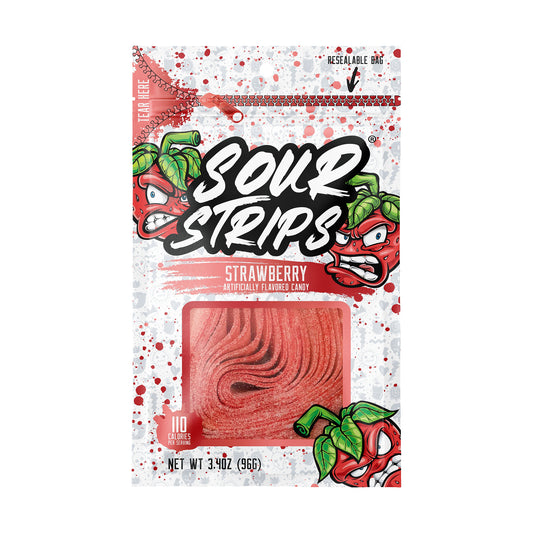 Sour Strips Strawberry 3.4oz Peg Bag