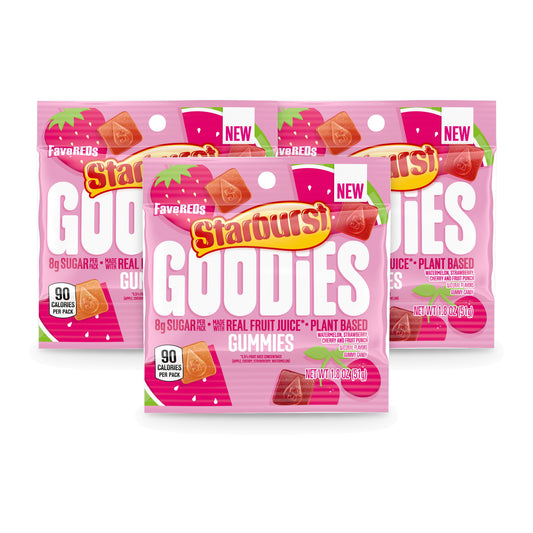Starburst Goodies FaveReds Gummies 1.8oz Peg Bag 3-pack