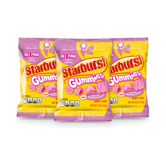 Starburst Gummies All Pink 5oz Peg Bag 3-pack