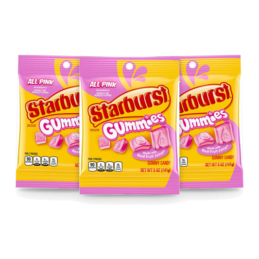 Starburst Gummies All Pink 5oz Peg Bag 3-Pack